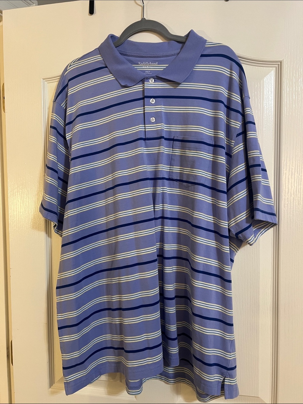 Saddlebred Lavender and Navy Striped Polo